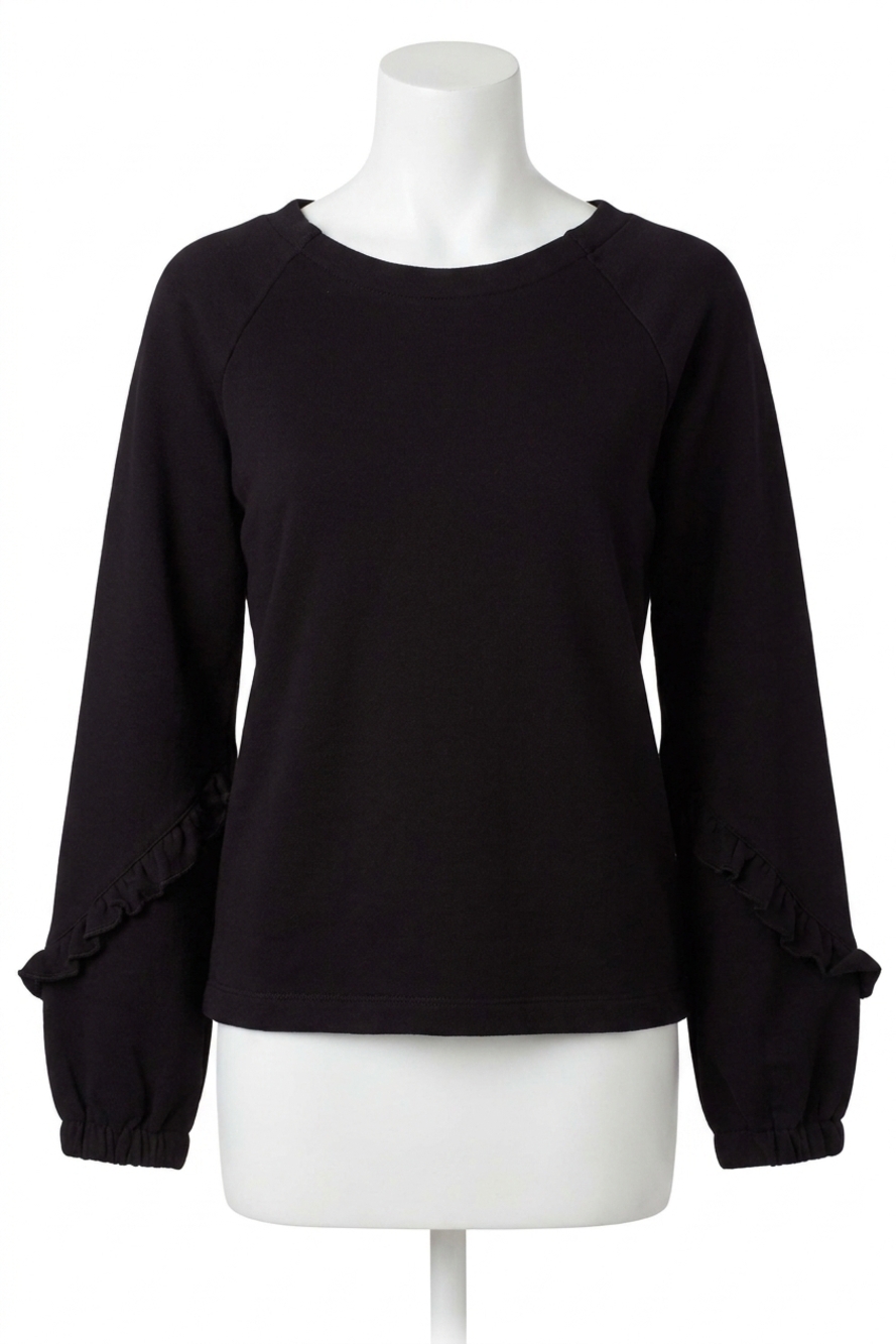 NEW KENSIE long sleeve cozy fleece sweatshirt in black